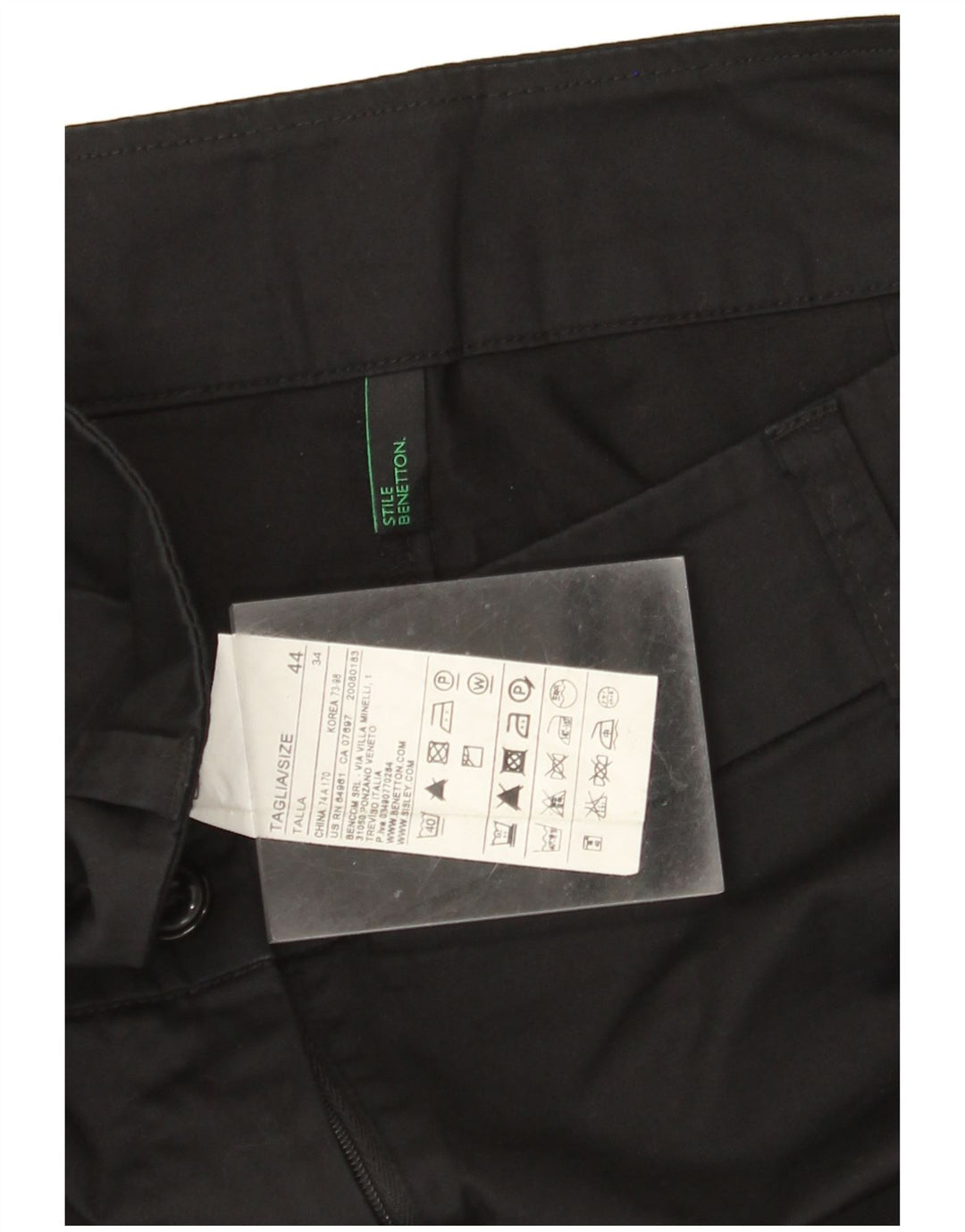 BENETTON Γυναικείο παντελόνι Capri IT 44 Medium W32 L22 Μαύρο βαμβακερό