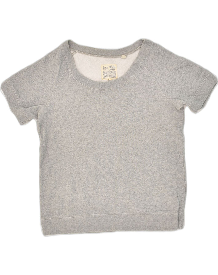 JACK WILLS Womens Graphic T-Shirt Top UK 10 Small Grey Cotton | Vintage Jack Wills | Thrift | Second-Hand Jack Wills | Used Clothing | Messina Hembry 
