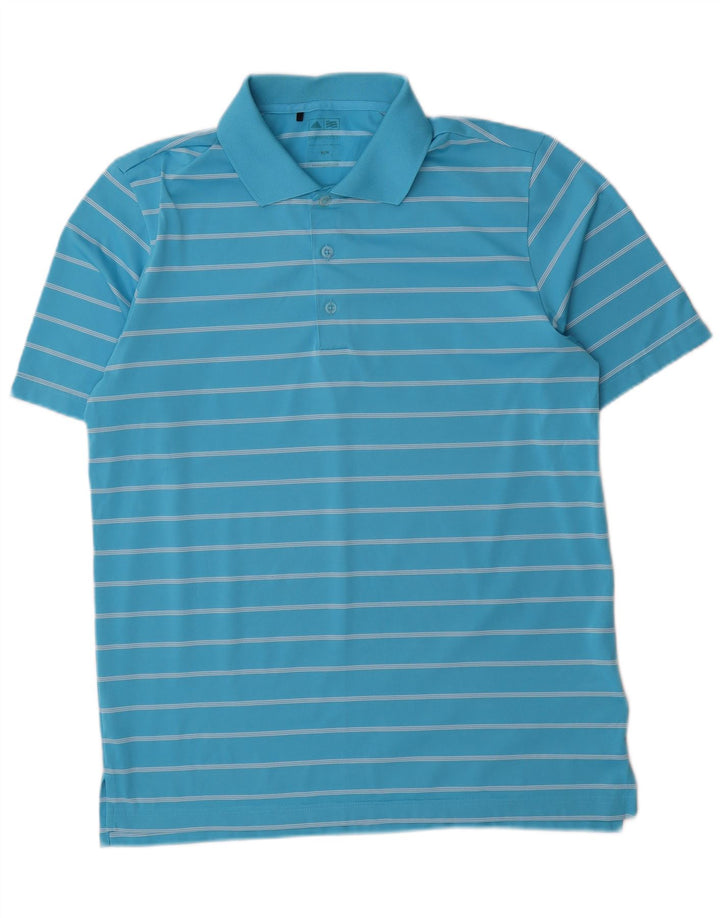 Ανδρικό πουκάμισο Adidas Polo με μεσαίο μπλε ριγέ πολυεστέρα