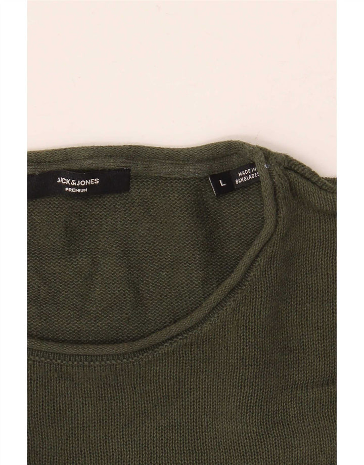 Jack & Jones Ανδρικό πουλόβερ με λαιμόκοψη, μεγάλο πράσινο