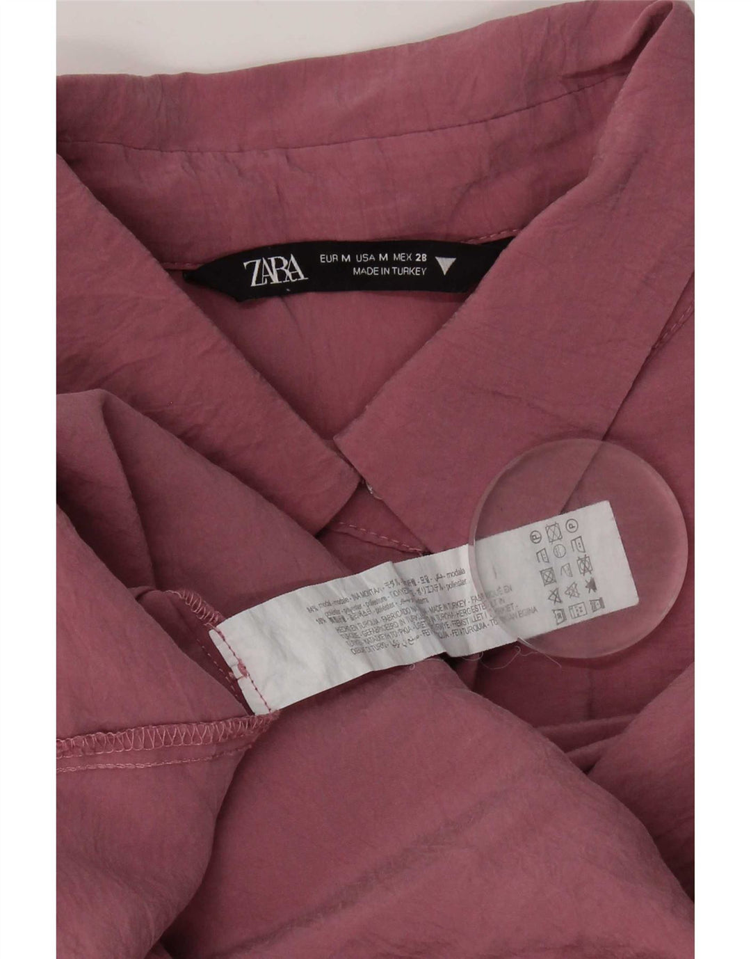 Zara Γυναικείο Longline πουκάμισο Oversized Μπλούζα UK 14 Medium Pink Modal