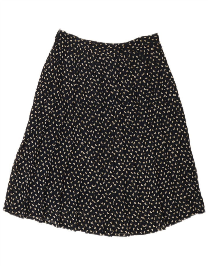 VINTAGE Γυναικεία Ψηλόμεση Α-γραμμή Φούστα IT 44 Medium W26 Navy Blue Floral