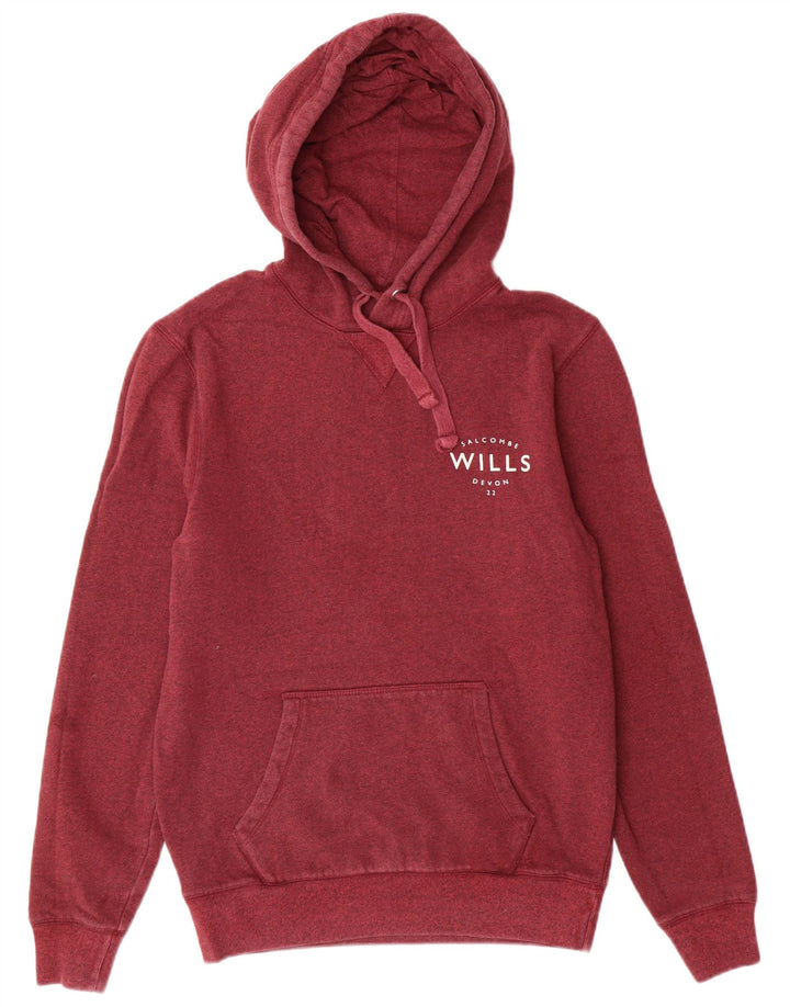 JACK WILLS Ανδρικό γραφικό μπλουζάκι με κουκούλα, μικρό βαμβακερό μπορντό