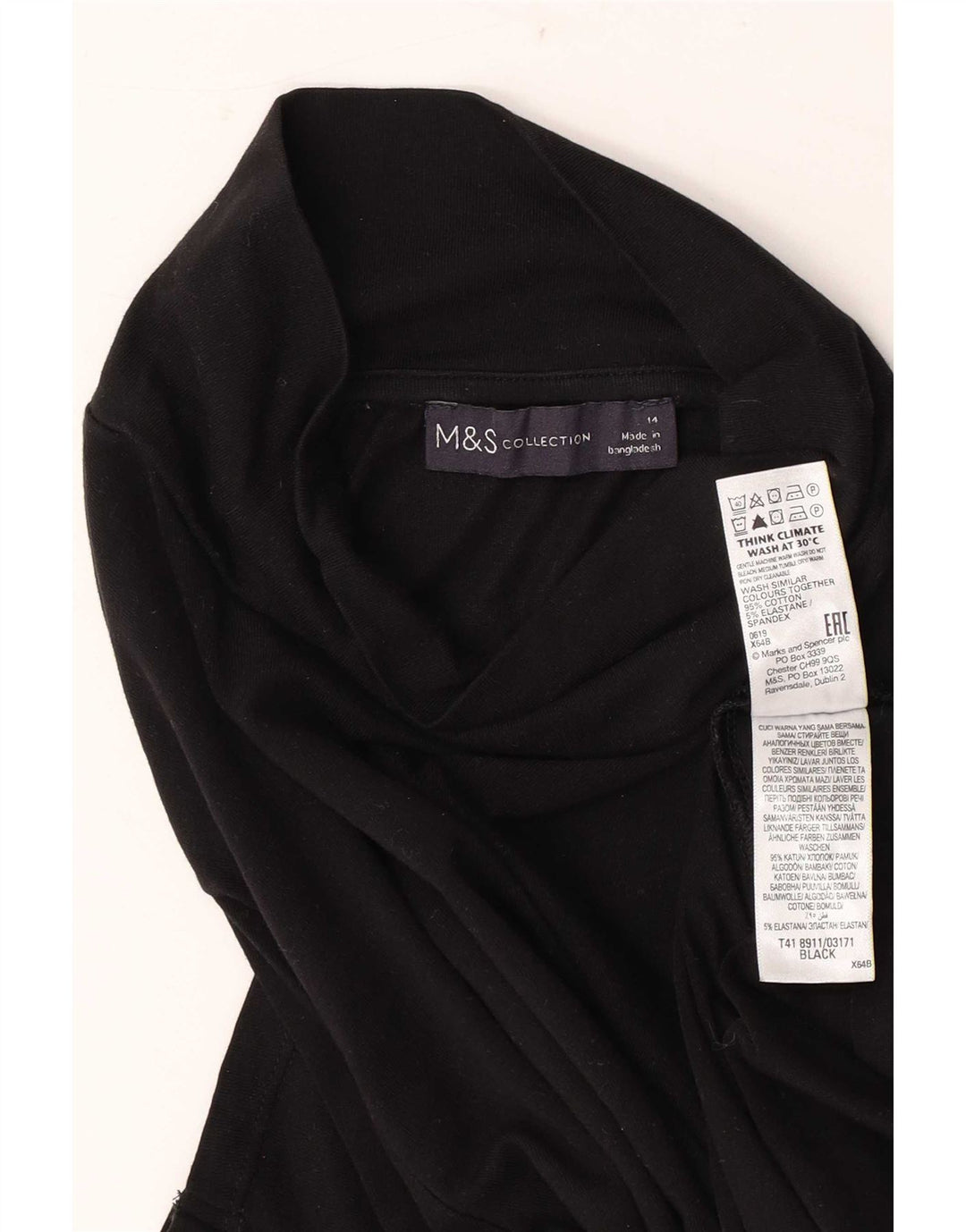 Marks & Spencer Γυναικείο τοπ μακρυμάνικο UK 14 μεσαίο μαύρο βαμβακερό