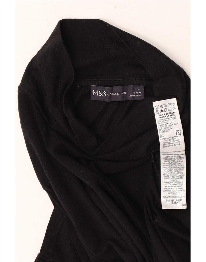 Marks & Spencer Γυναικείο τοπ μακρυμάνικο UK 14 μεσαίο μαύρο βαμβακερό