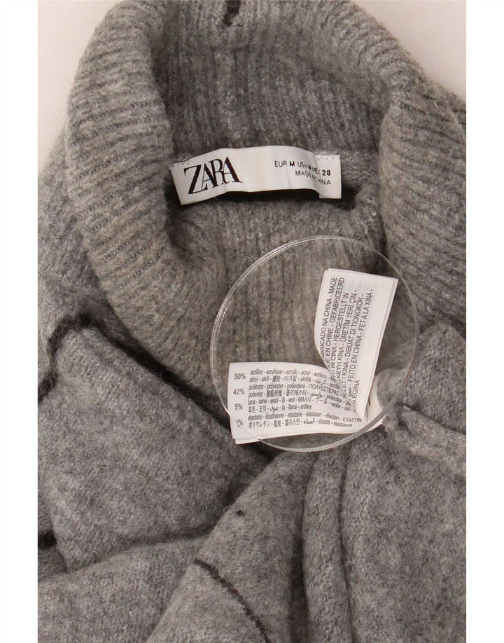 Zara γυναικείο πουλόβερ υπερμεγέθη ρολό λαιμόκοψη UK 14 μεσαίου γκρι ακρυλικό