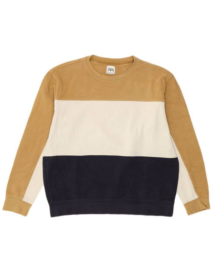 Ανδρικό φούτερ Zara Jumper Μεγάλο μπεζ χρώμα, βαμβακερό