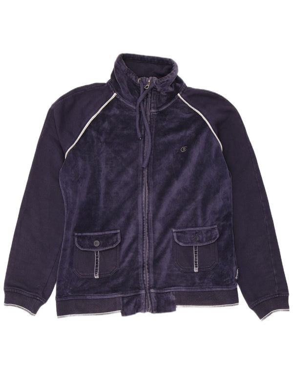 Champion γυναικεία βελούδινη αθλητική φόρμα Top Jacket UK 16 Large Navy Blue από βαμβάκι