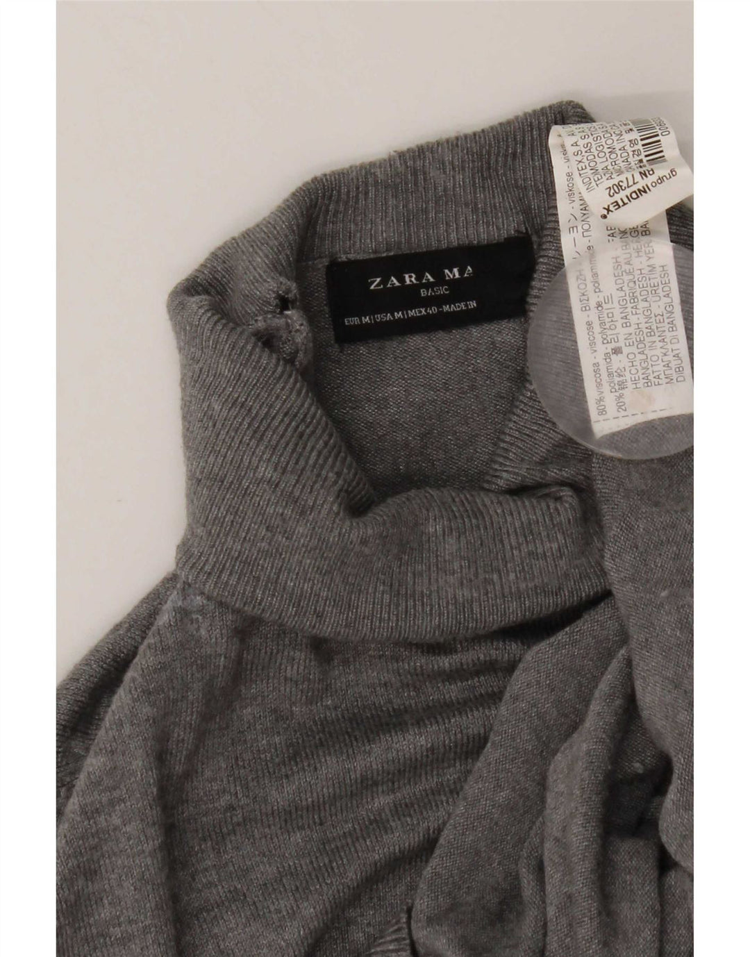 Ανδρικό πουλόβερ Zara με ρολό λαιμόκοψη, μεσαίο γκρι βισκόζη