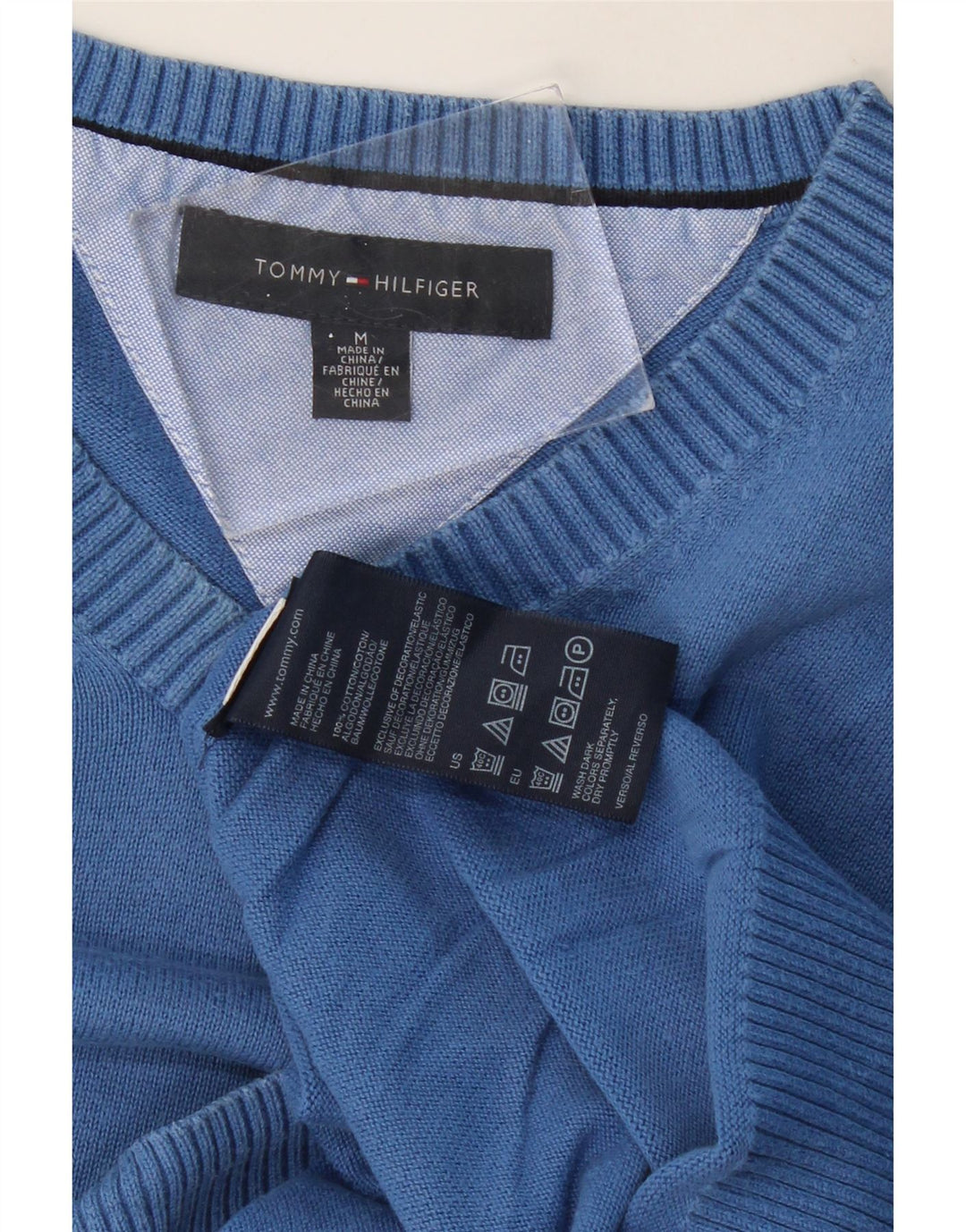 TOMMY HILFIGER Ανδρικό πουλόβερ με λαιμόκοψη με V λαιμόκοψη, μεσαίο βαμβακερό