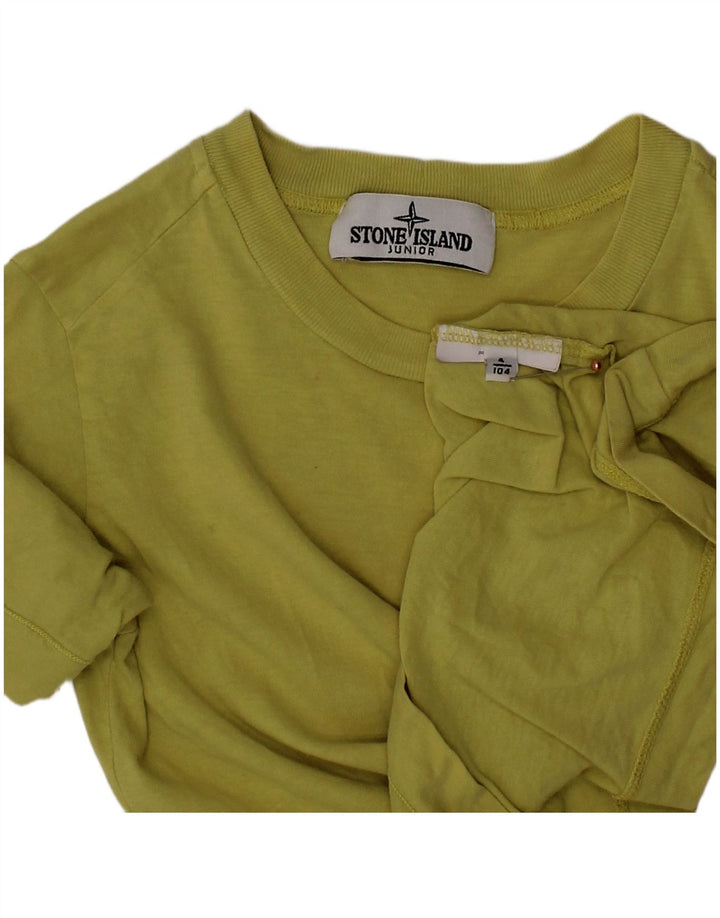 STONE ISLAND Boys T-Shirt Top 3-4 Years Πράσινο