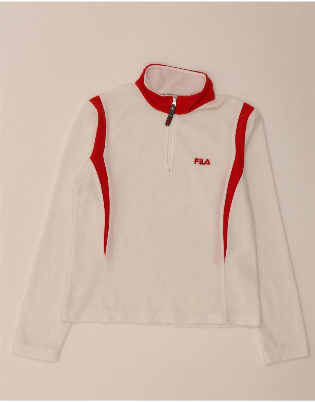Fila Γυναικεία μπλούζα με φερμουάρ με μακρυμάνικο UK 8 Small White Colourblock Polyester