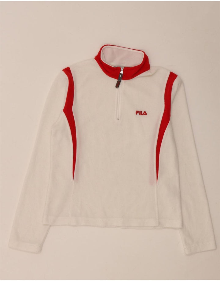 Fila Γυναικεία μπλούζα με φερμουάρ με μακρυμάνικο UK 8 Small White Colourblock Polyester