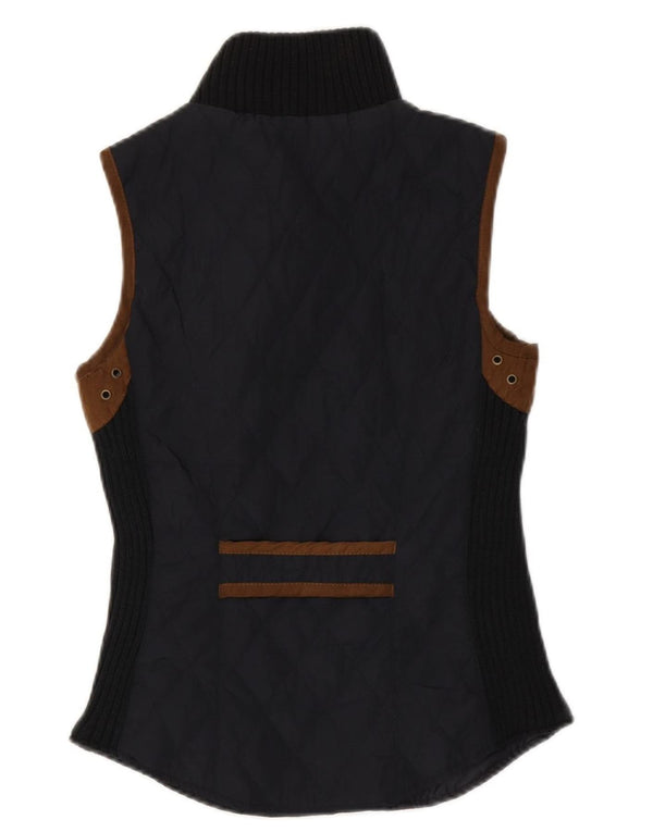 Zara Γυναικεία καπιτονέ Gilet UK 6 XS Navy Blue Colourblock Polyester