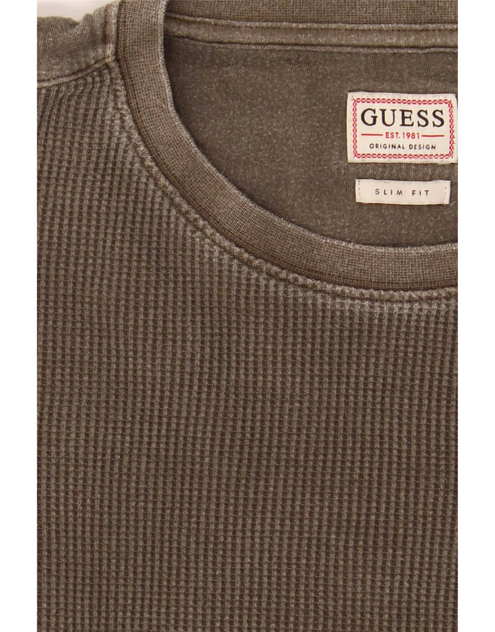 Guess Mens Slim Fit Top Μακρυμάνικο Μεσαίο Χακί