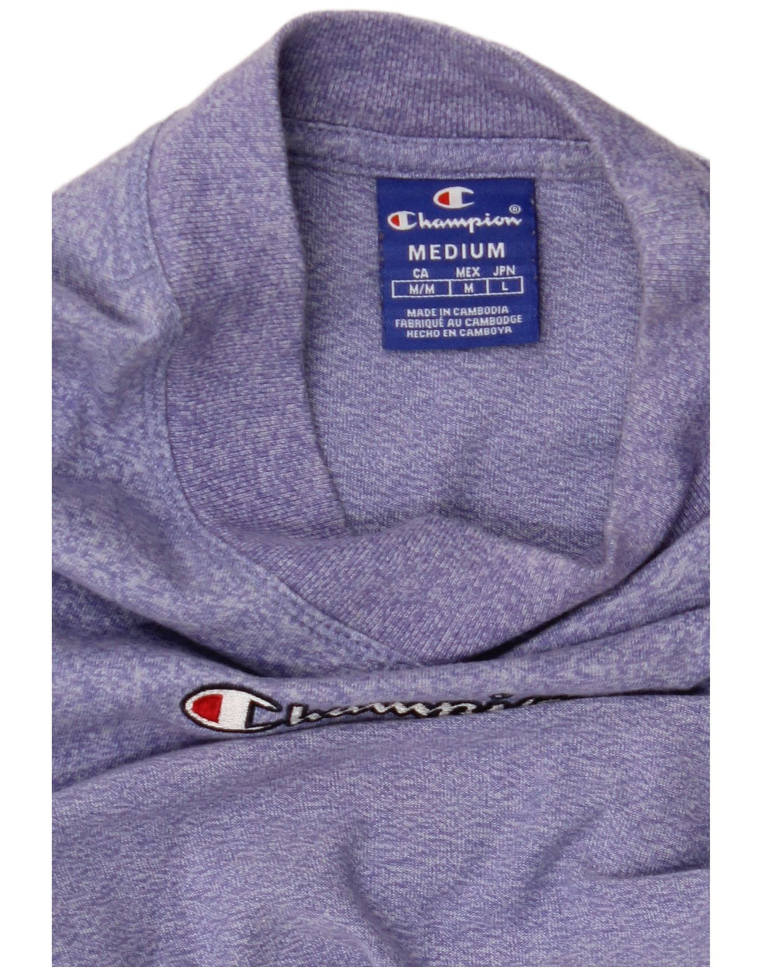 CHAMPION Γυναικεία γραφικά T-shirt Top UK 12 Medium Purple Flecked