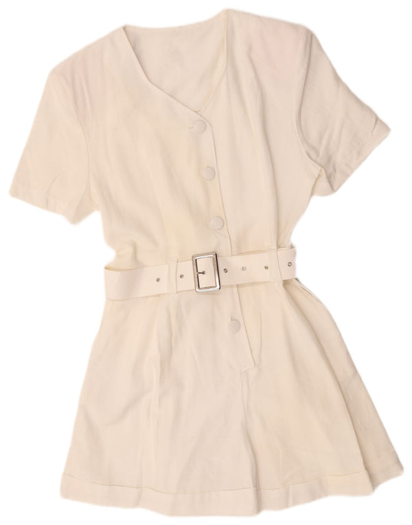 Vintage Γυναικείο Playsuit UK 12, μεσαία λευκή βισκόζη