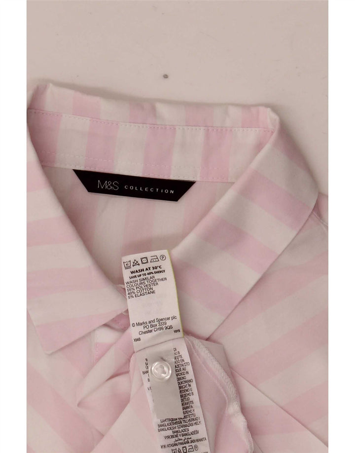 Marks & Spencer Γυναικείο κοντομάνικο πουκάμισο UK 12 μεσαίο λευκό ριγέ
