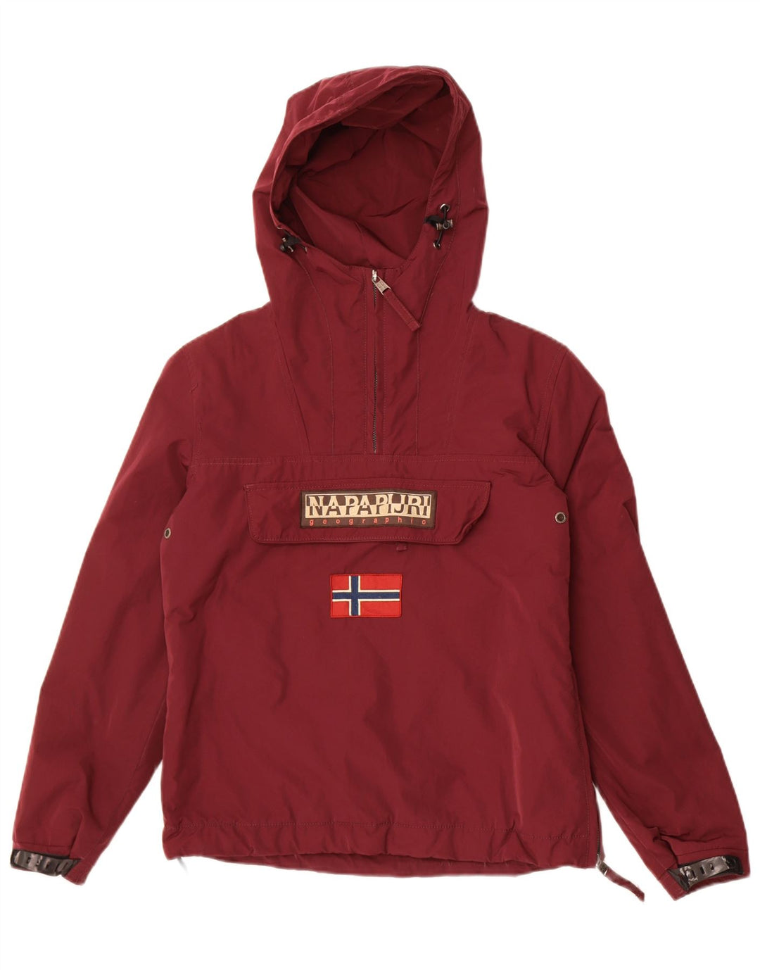 Napapijri Ανδρικό μπουφάν Anorak με κουκούλα UK 36 Small Maroon Polyester