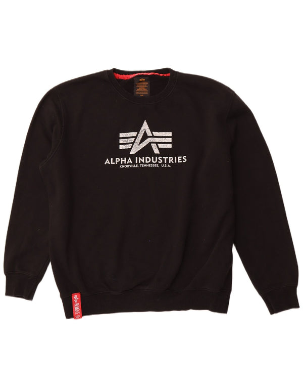 ALPHA INDUSTRIES Ανδρικό γραφικό φούτερ Jumper 2XL Μαύρο βαμβακερό