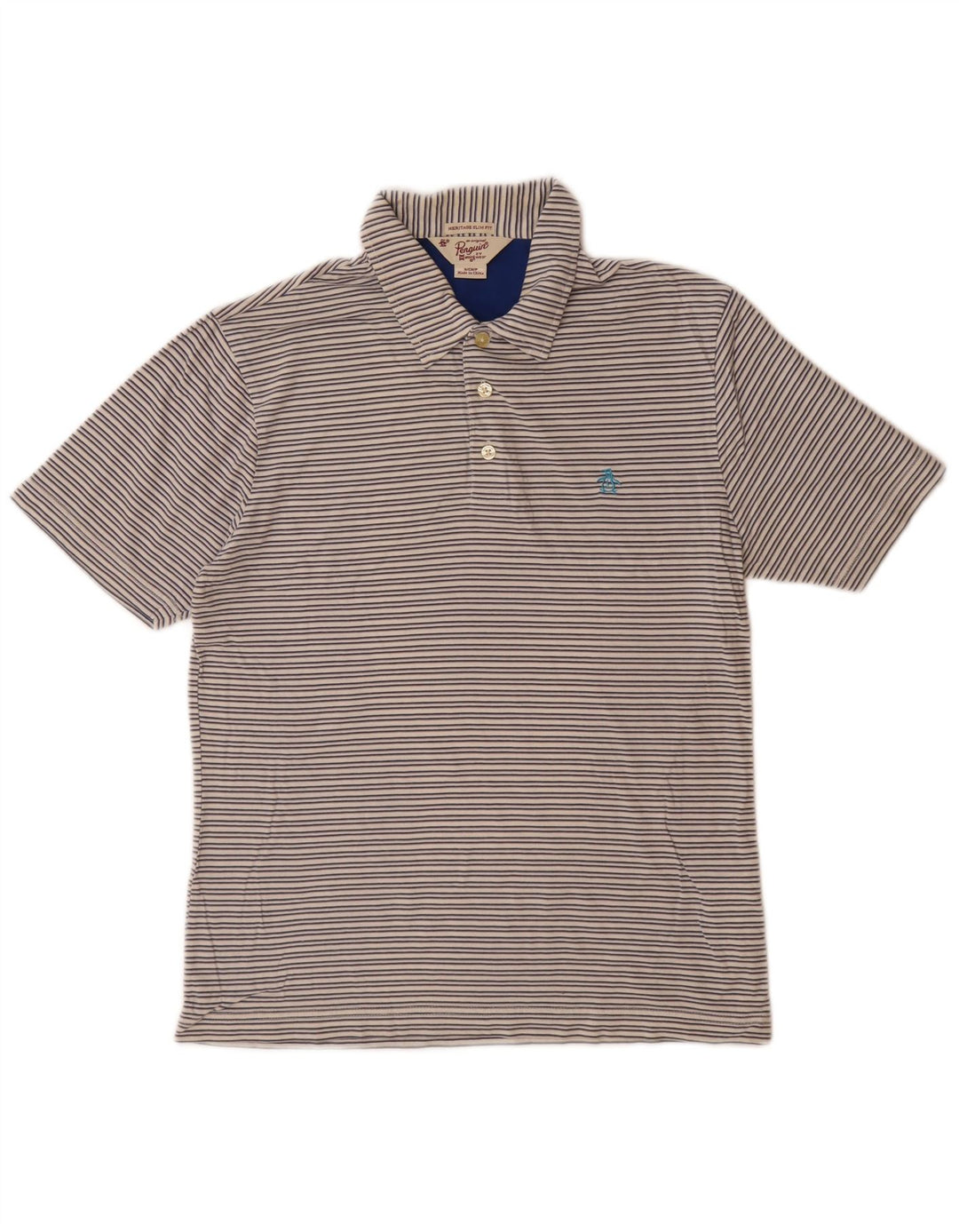 PENGUIN Ανδρικό μπλουζάκι Polo Heritage Slim Fit Μικρό μπεζ ριγέ βαμβακερό