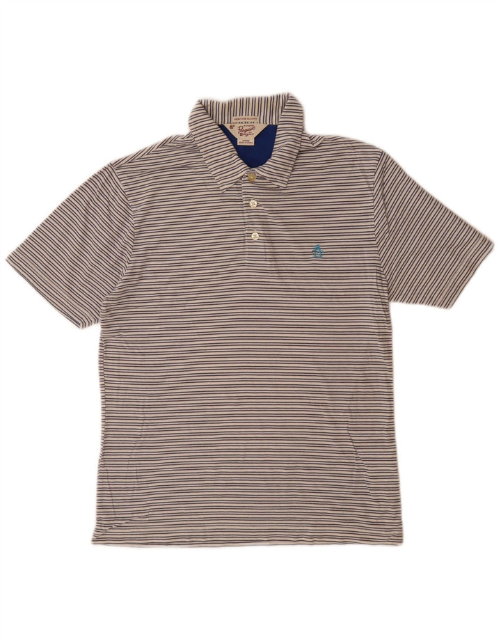 PENGUIN Ανδρικό μπλουζάκι Polo Heritage Slim Fit Μικρό μπεζ ριγέ βαμβακερό