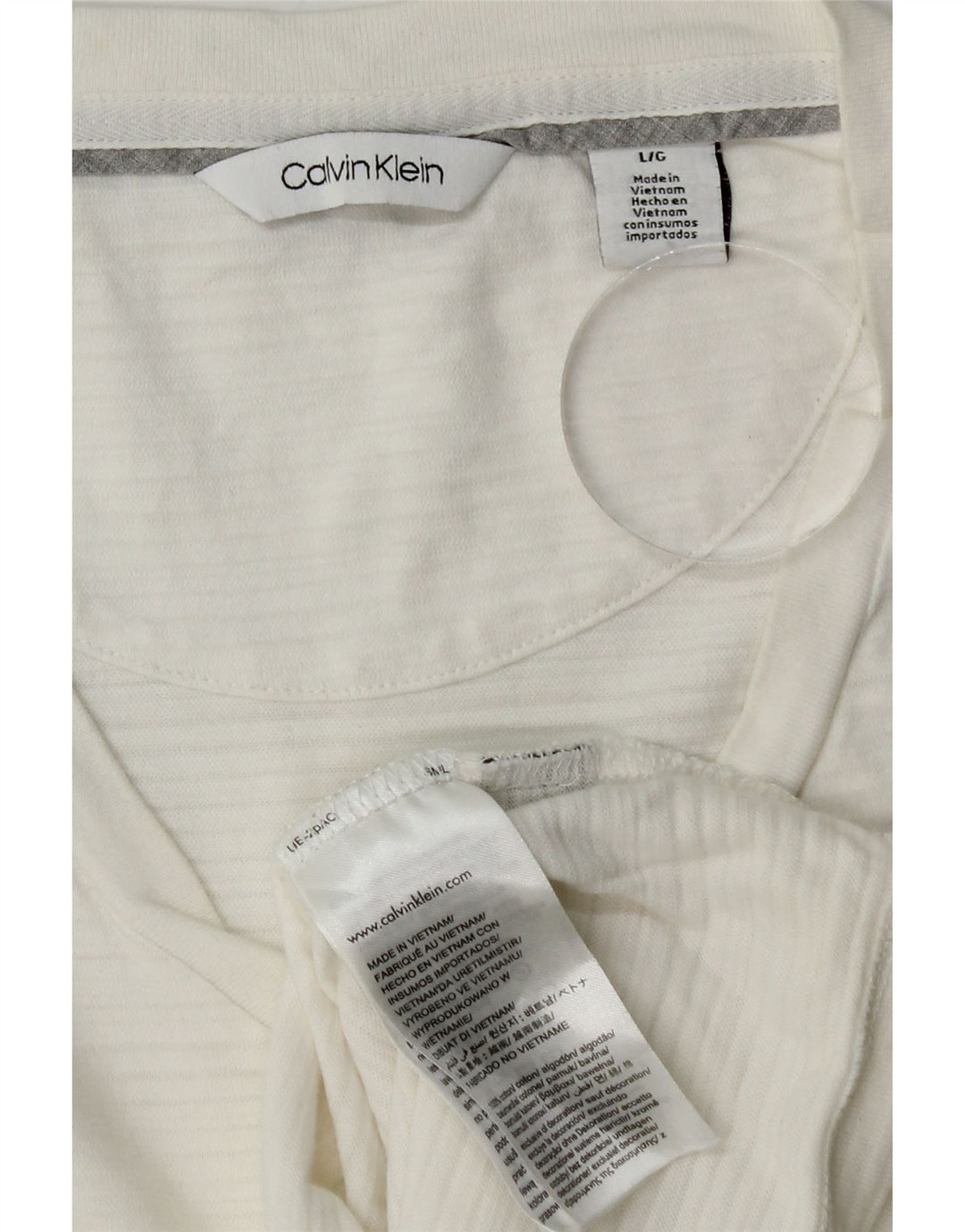 Ανδρικό T-Shirt CALVIN KLEIN Top Large White ριγέ βαμβακερό