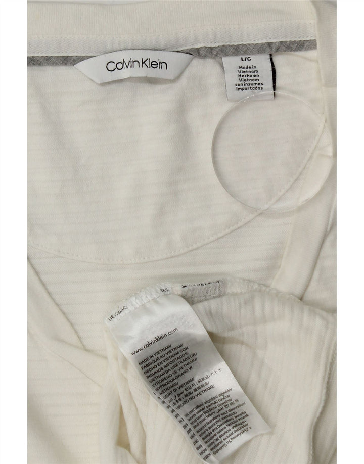 Ανδρικό T-Shirt CALVIN KLEIN Top Large White ριγέ βαμβακερό