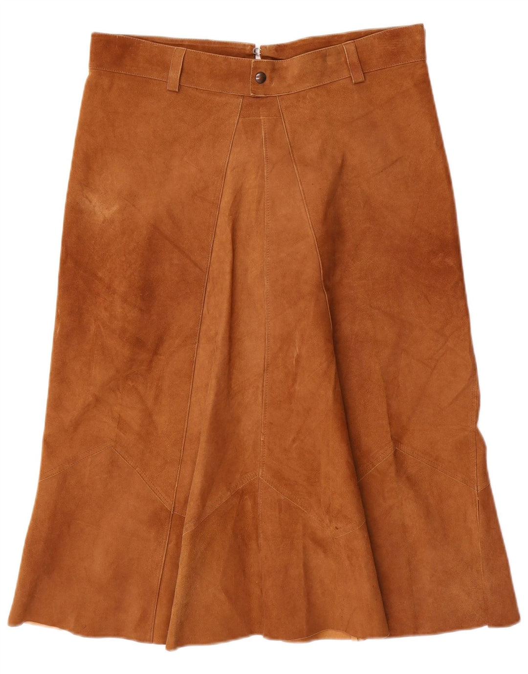 VINTAGE Γυναικεία Suede Φούστα A-Line W32 Μεγάλο Καφέ