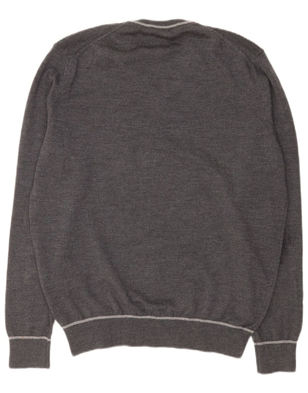 Marina Yachting Mens V-Neck Jumper Sweater Large Grey Wool