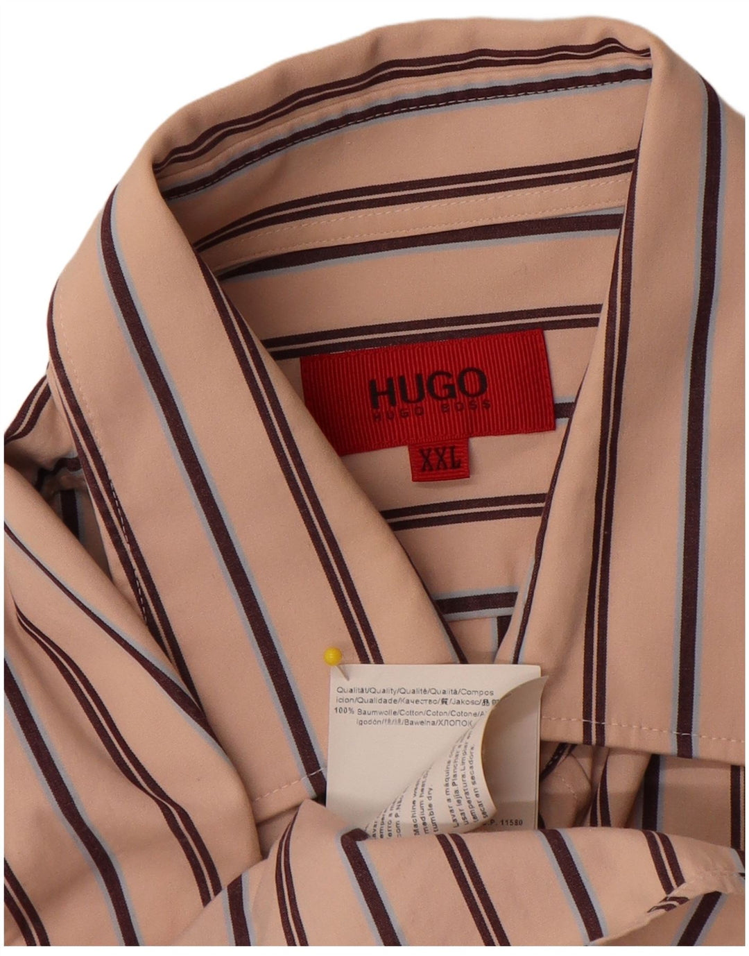 Ανδρικό πουκάμισο Hugo Boss 2XL Μπεζ ριγέ βαμβακερό