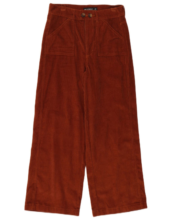 Element Womens High Waist Wide Leg Corduroy Trousers W27 L27 Brown Cotton
