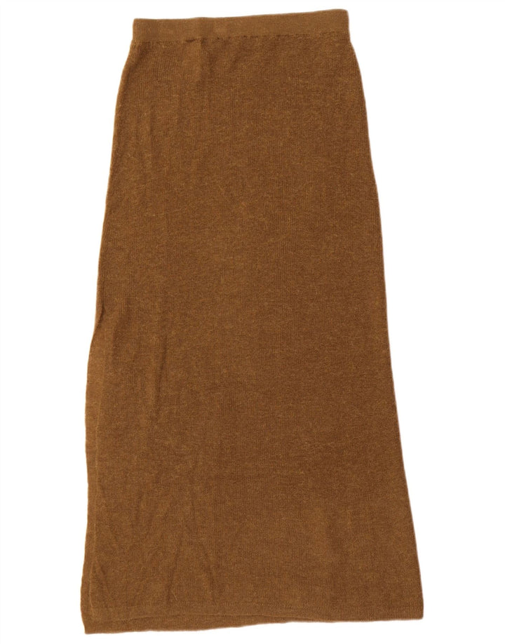 Zara Γυναικεία Πλεκτή Maxi Φούστα Small W26 Brown Polyamide