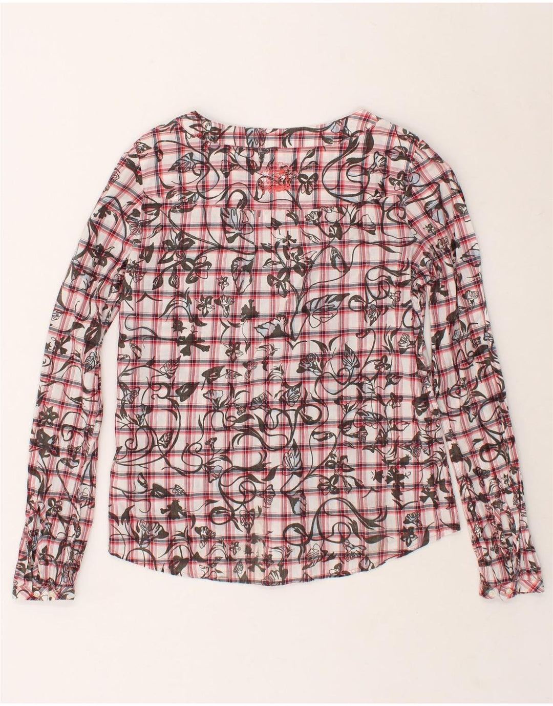 LEE Womens Shirt Blouse UK 12 Medium Red Floral Cotton | Vintage Lee | Thrift | Second-Hand Lee | Used Clothing | Messina Hembry 