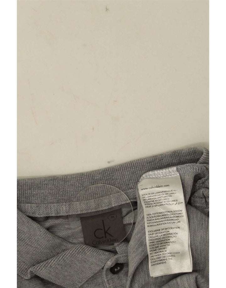 Ανδρικό πουκάμισο πόλο Calvin Klein, μεσαίο βαμβακερό γκρι