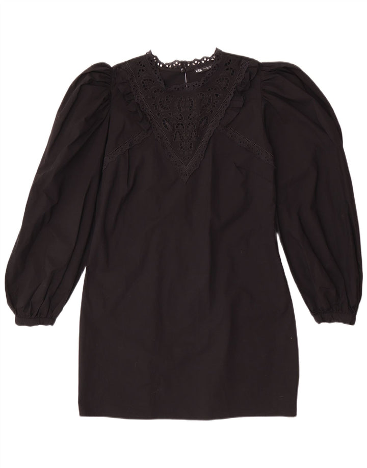 Zara Γυναικείο μακρυμάνικο φόρεμα Shift UK 14 Large Μαύρο