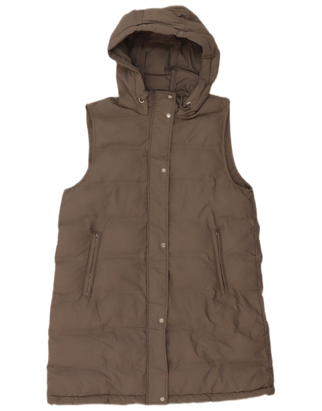 Zara γυναικείο αμάνικο παλτό με κουκούλα UK 16 Large Grey Polyester