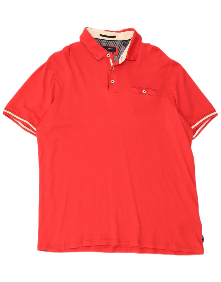 Ted Baker Ανδρικό μπλουζάκι πόλο νούμερο 5 XL Κόκκινο βαμβακερό