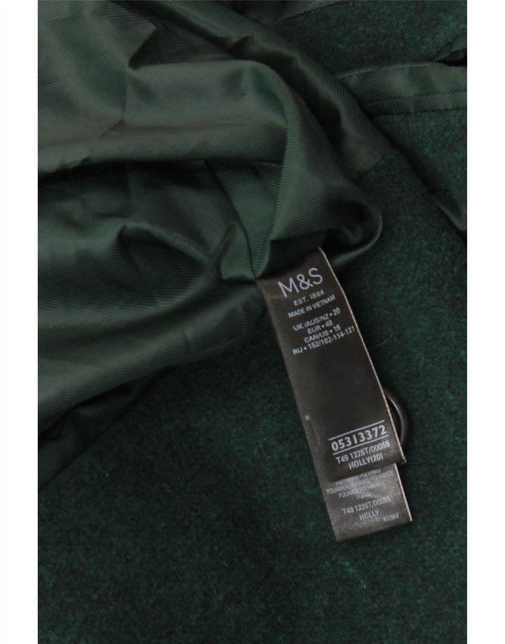 Marks & Spencer Γυναικείο παλτό με διπλό στήθος UK 20 2XL πράσινο μαλλί