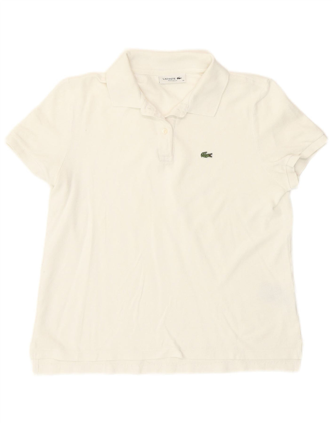 Lacoste Γυναικείο πουκάμισο Polo με κανονική εφαρμογή, Μέγεθος 38 Μεσαίο λευκό βαμβακερό