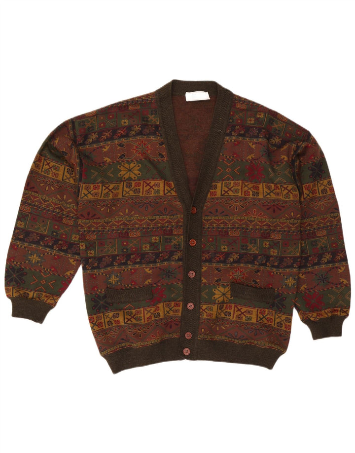 Ανδρικό πουλόβερ με ζακέτα Bluster Large Khaki Fair Isle Wool