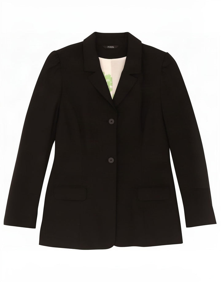 Marks & Spencer Womens 2 Button Blazer Jacket UK 14 Medium Black Polyester