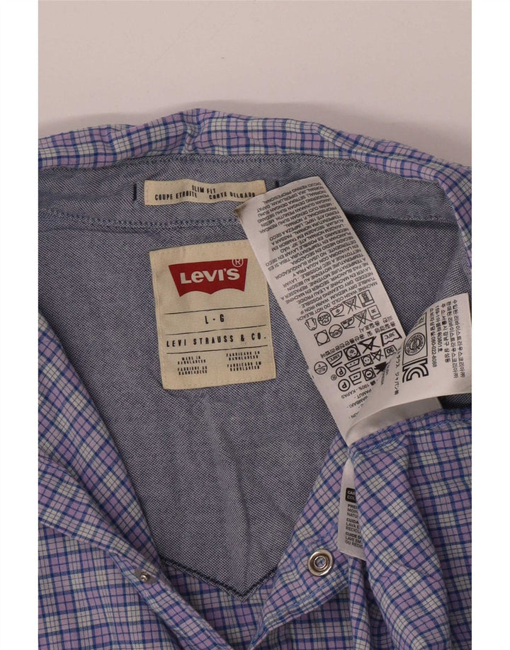Ανδρικό πουκάμισο Levi's Slim Fit Large Blue Check Cotton