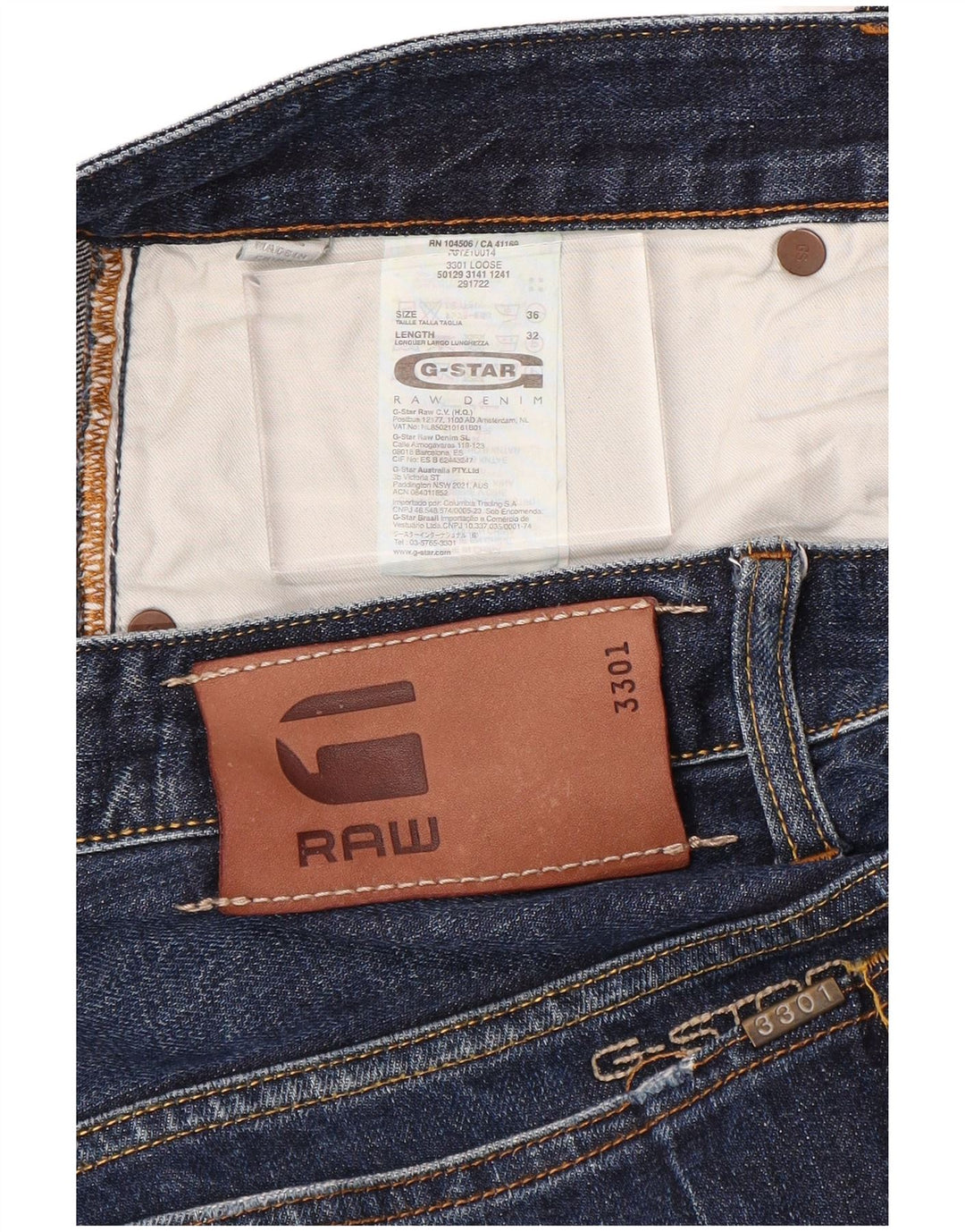 Ανδρικό τζιν G-Star 3301 ίσιο W36 L32 Μπλε βαμβακερό