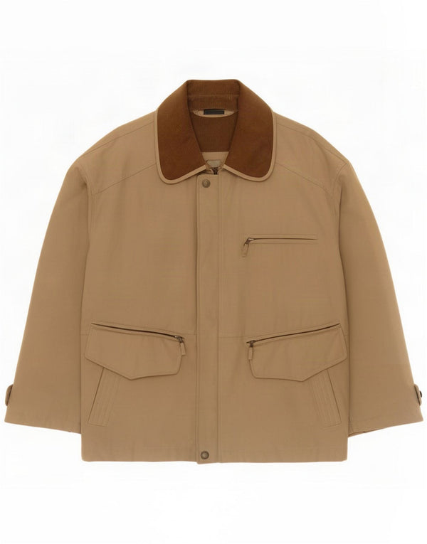 Lancetti Mens Utility Jacket UK 48 4XL Beige Cotton