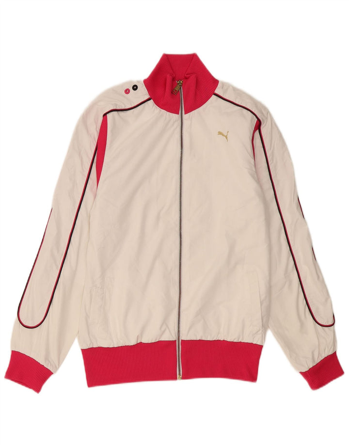 Puma Γυναικεία αθλητική φόρμα Top Jacket UK 10 Small White Colourblock Polyester