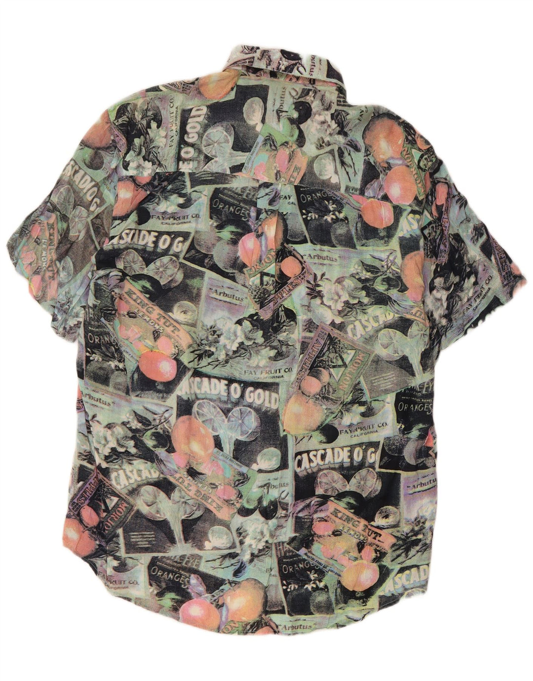 Vintage Ανδρικό κοντομάνικο πουκάμισο αφηρημένο με μοτίβο μεγάλο πολύχρωμο ρετρό