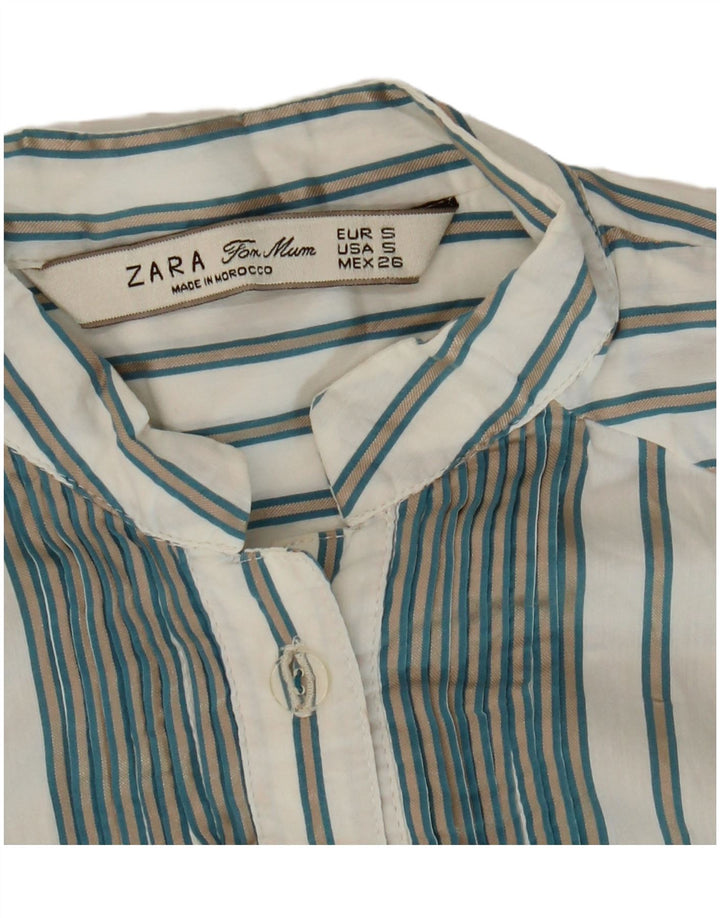 Zara Γυναικείο πουλόβερ Πουκάμισο UK 10 Small White ριγέ