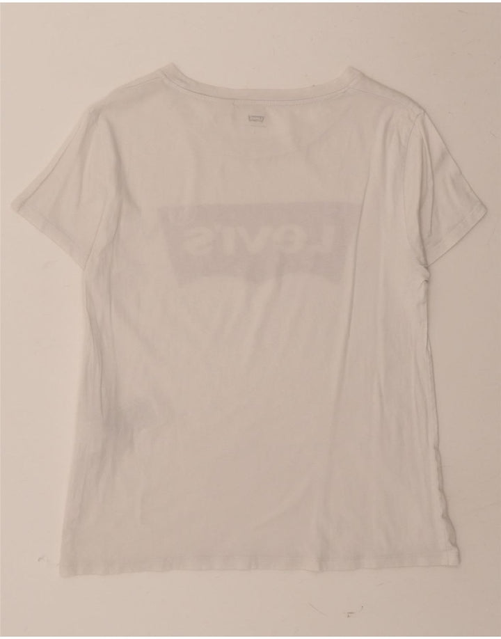 LEVI'S Womens Graphic T-Shirt Top UK 12 Medium White Cotton Vintage Levi's and Second-Hand Levi's from Messina Hembry 