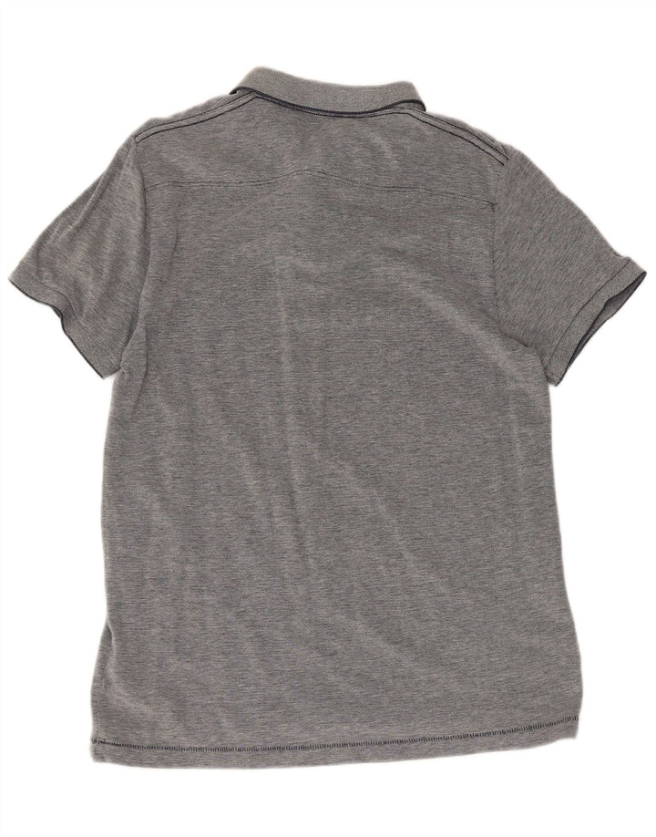 Ανδρικό πουκάμισο Γαλλικής Σύνδεσης Slim Polo Μεγάλο Γκρι βαμβακερό